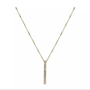 Titanium seashell elongated fashion necklace.